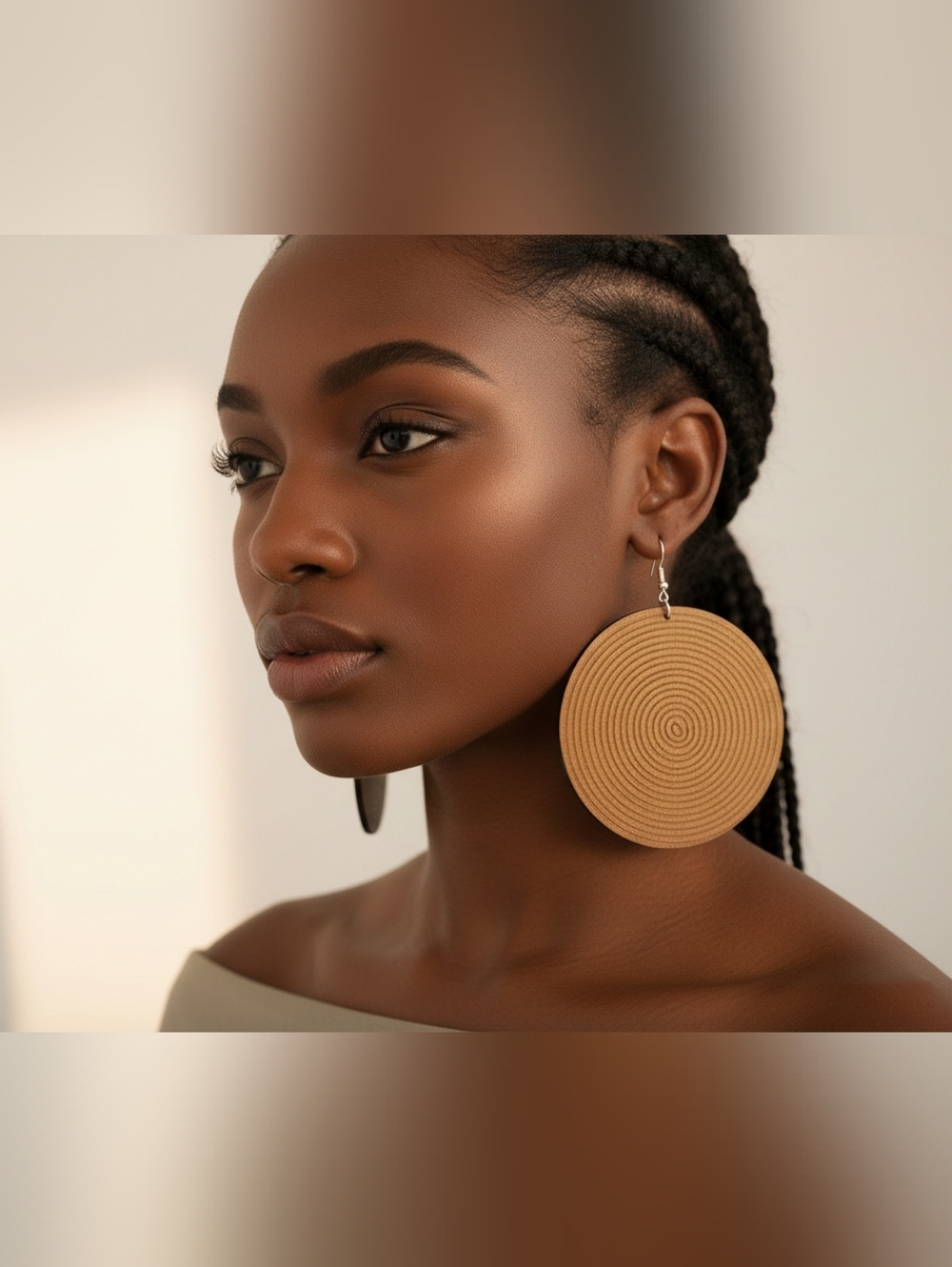 Lightweight Tan Circle Drop Earrings for Women
